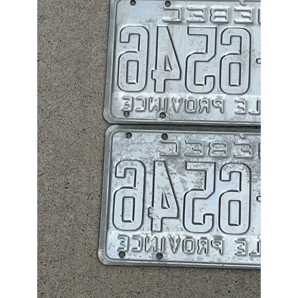 Pair of 1968 Quebec License Plates 6D-6546 LA BELLE PROVINCE White & Blue - Picture 8 of 8